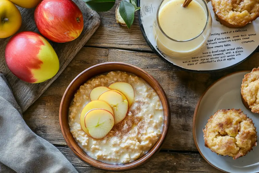 "Start your day with a wholesome apple breakfast recipe made with fresh apples, oats, a sprinkle of cinnamon, a drizzle of honey, and a spoonful of almond butter. This easy-to-make breakfast is packed with nutrients and flavor, giving you the energy you need to kickstart your morning!"