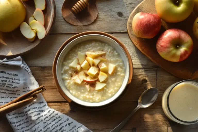 "Start your day with a wholesome apple breakfast recipe made with fresh apples, oats, a sprinkle of cinnamon, a drizzle of honey, and a spoonful of almond butter. This easy-to-make breakfast is packed with nutrients and flavor, giving you the energy you need to kickstart your morning!"